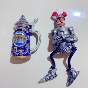 Germany magnets beer stein and knight set of 2